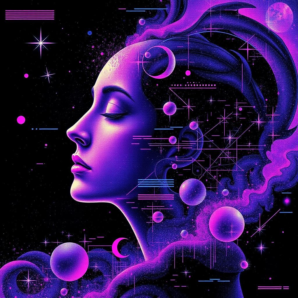 Maximalist Abstract Constellation with Glitch Effects