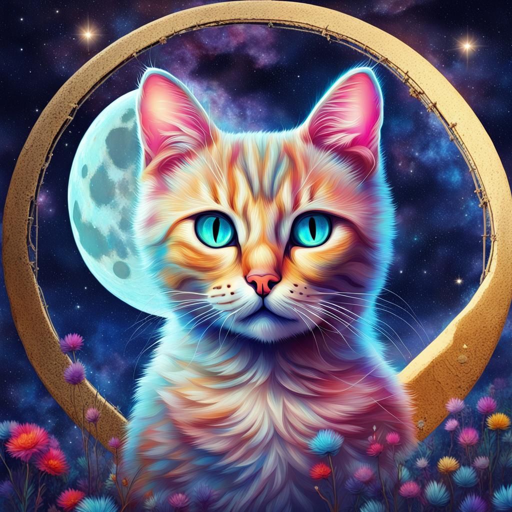 Astral Cat Portrait Inspired by Visionary Art
