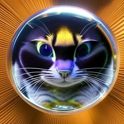 Cheshire Cat in Crystal Ball: Detailed 3D Render