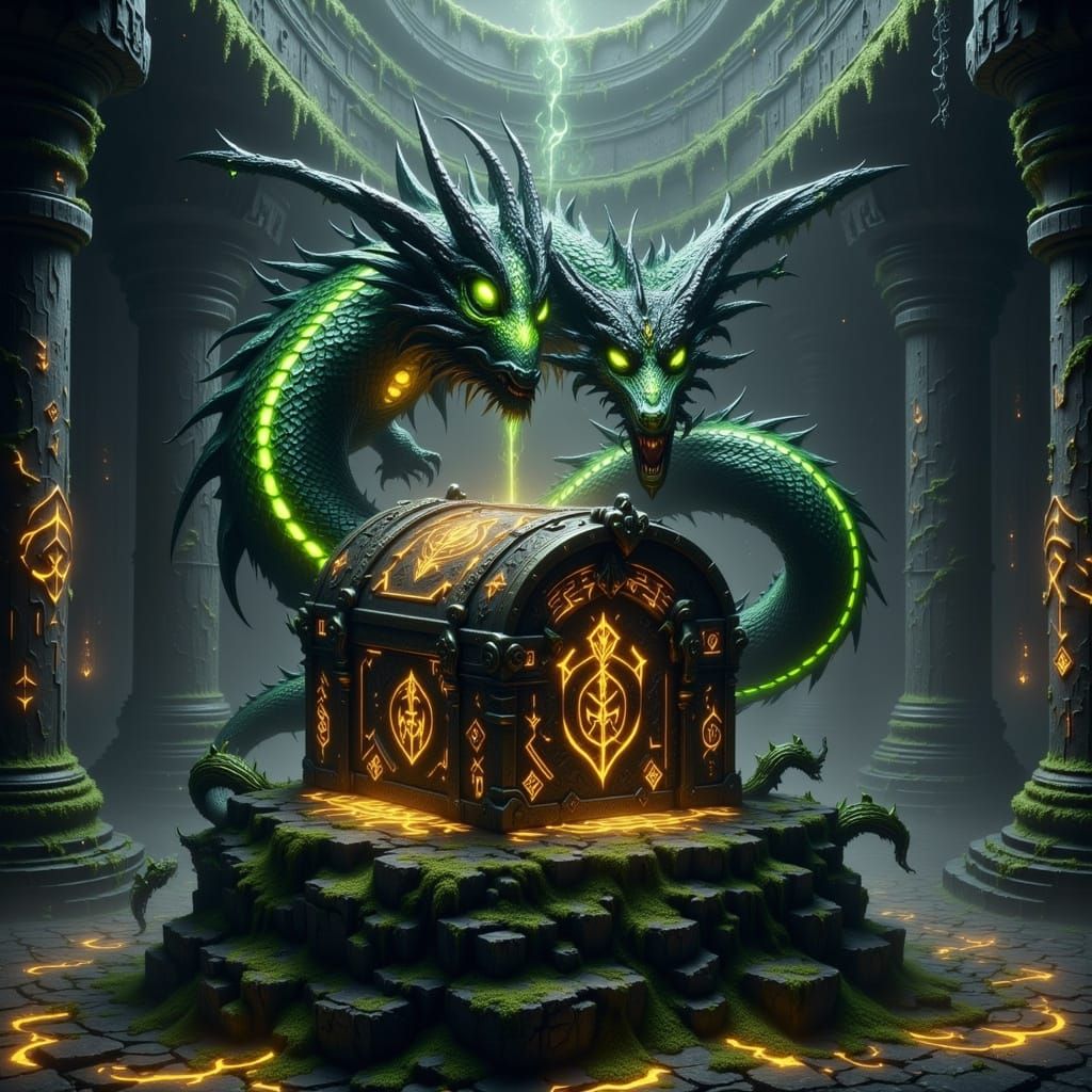 Dragon Guardian of Enchanted Treasure Chest