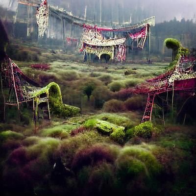 Abandoned Carnival: Moss and Vines in Digital Painting