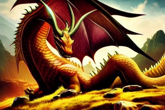 Sinister Dragon with Horns: Fantasy Poster Art