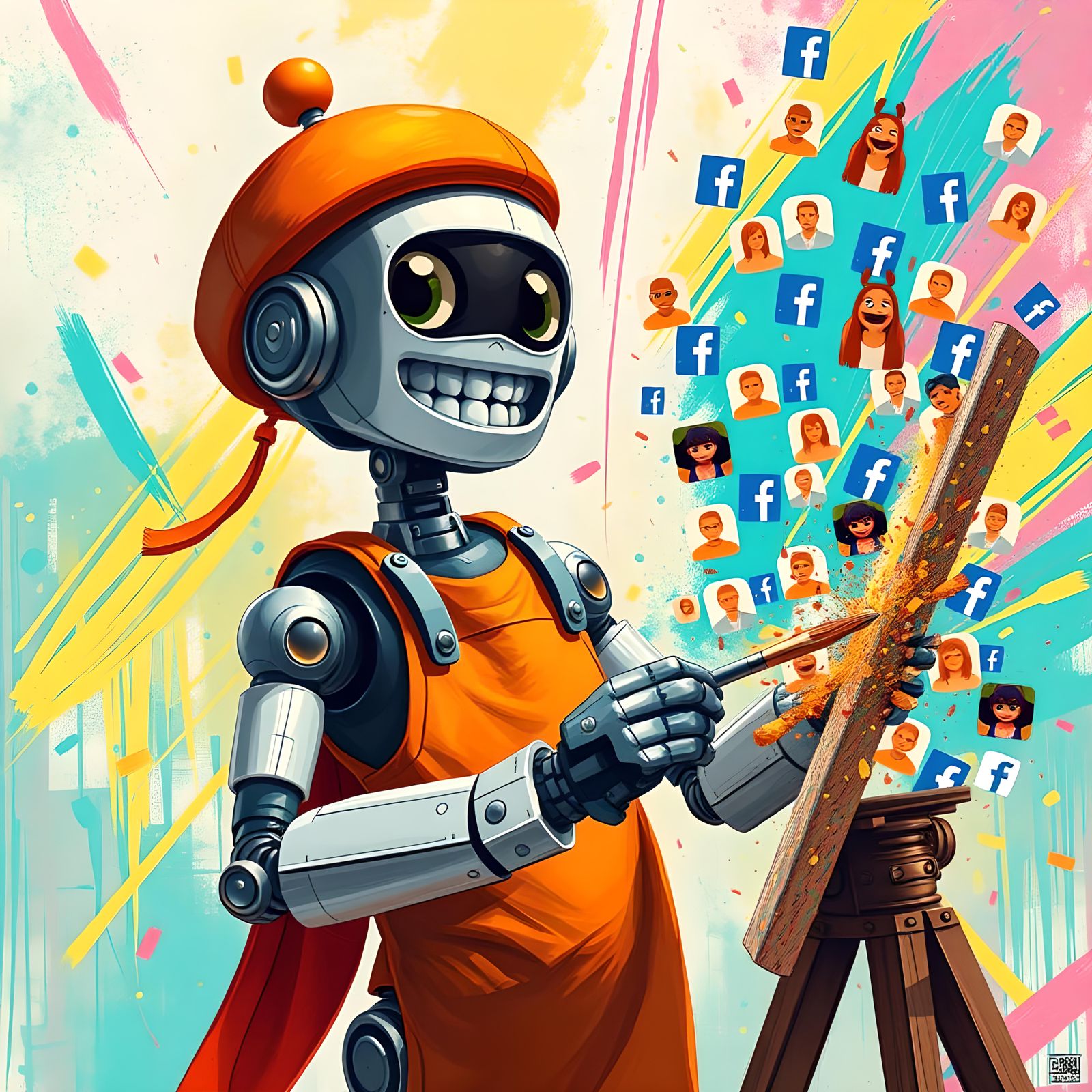 Joyful Robot Artist Celebrates 50K Facebook Members