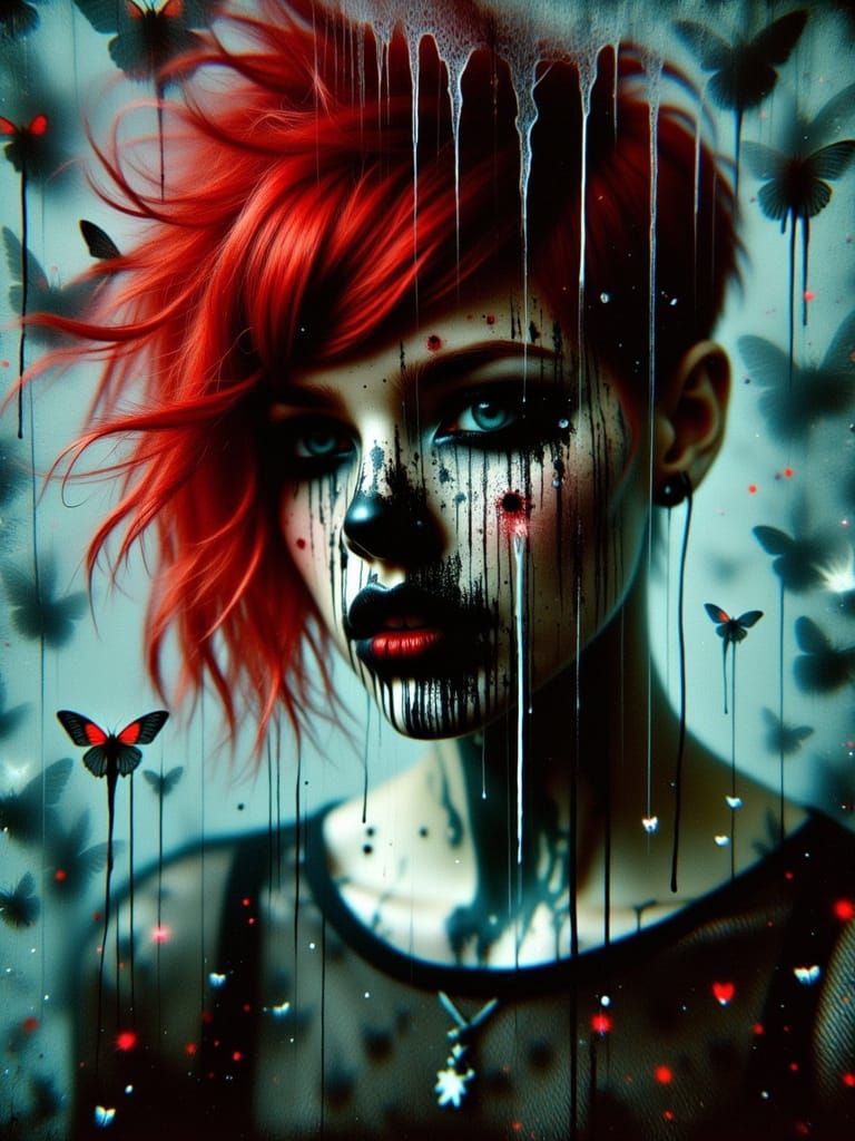 Gothic Portrait of a Young Woman with Red Hair