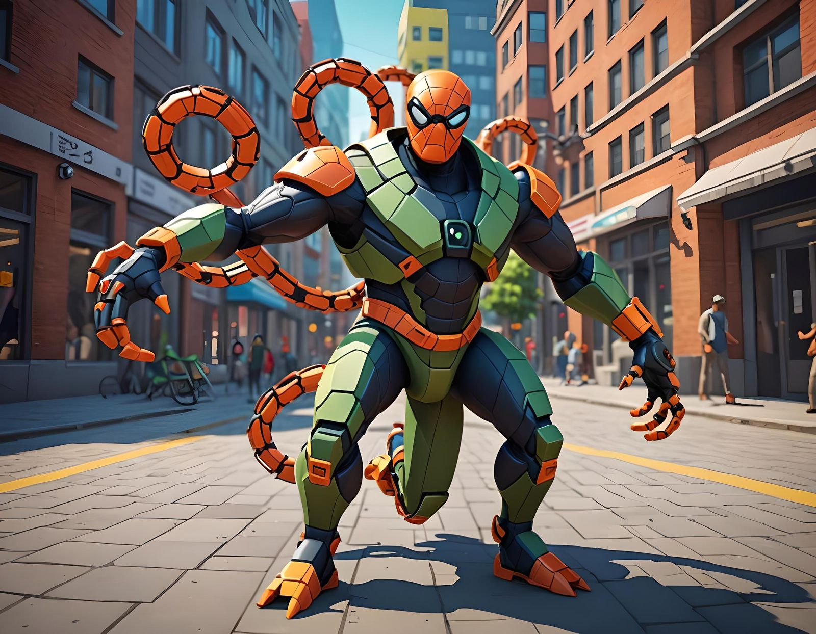 Doctor Octopus in Hype Casual Low Poly Style