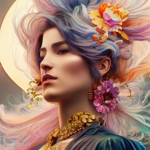 Summerscape Sunset in Reflected Watercolor Illustration