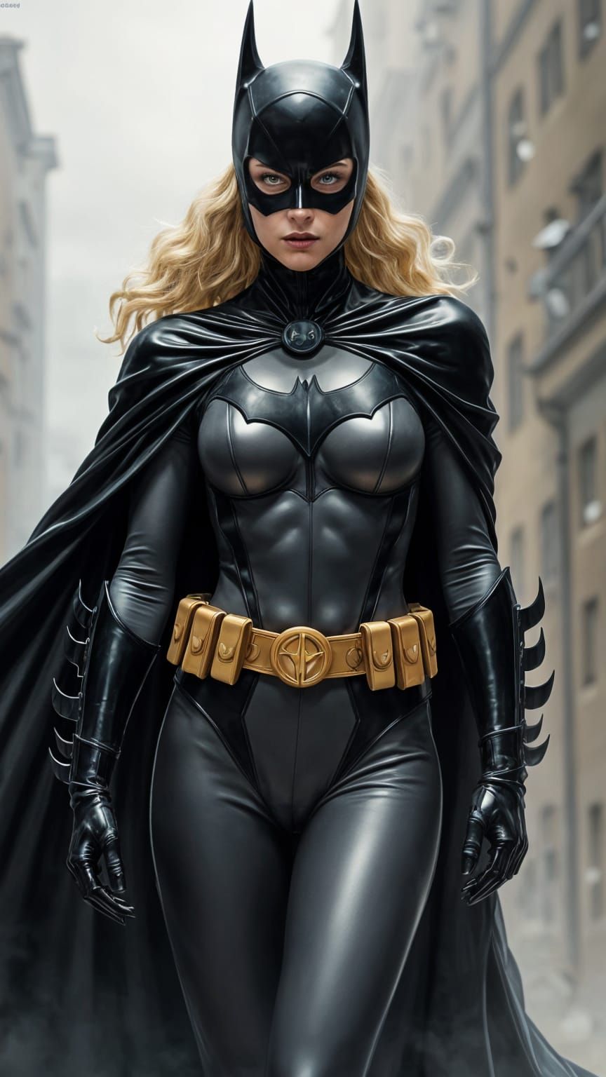 Gothic Heroine in Dark Gray and Gold