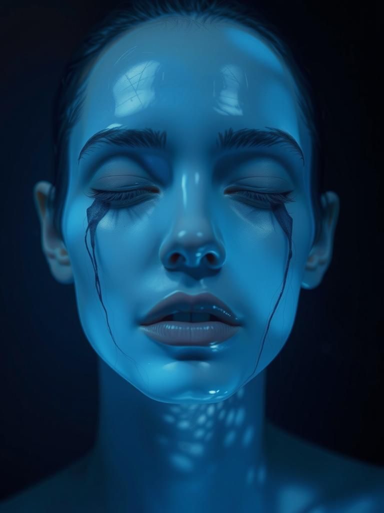 Ethereal Woman Portrait with Porcelain Skin