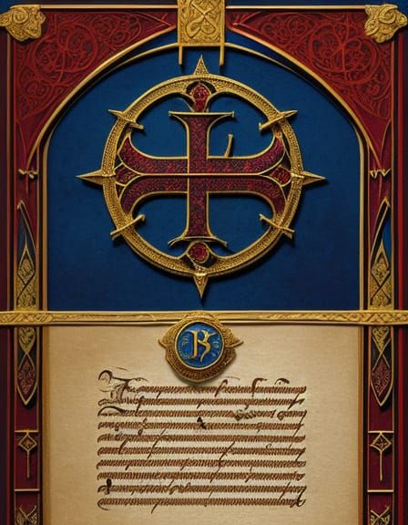 Medieval Illuminated Manuscript Letter R with Gold Filigree