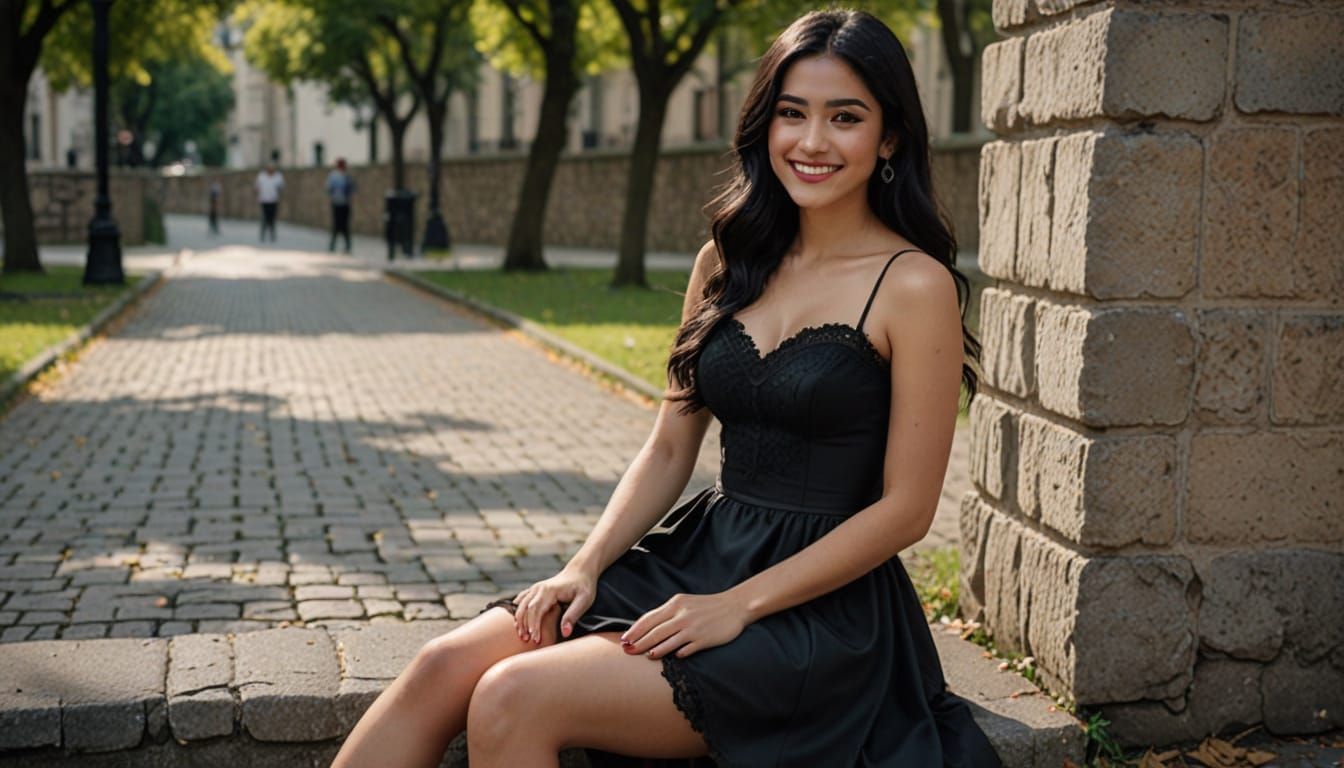 Hyperrealistic Portrait of a Mexican Woman in Gothic Attire