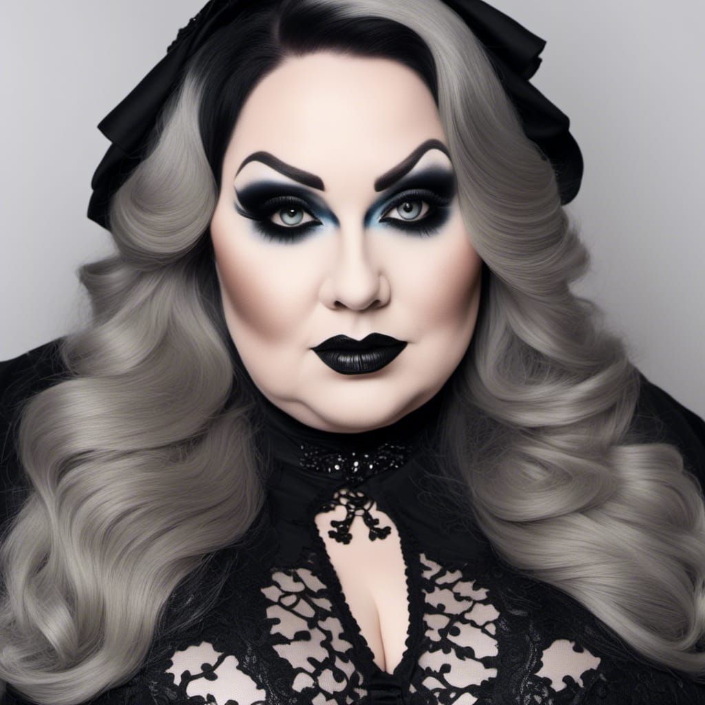 Gothic Makeup Close-Up Portrait of Curvy Woman