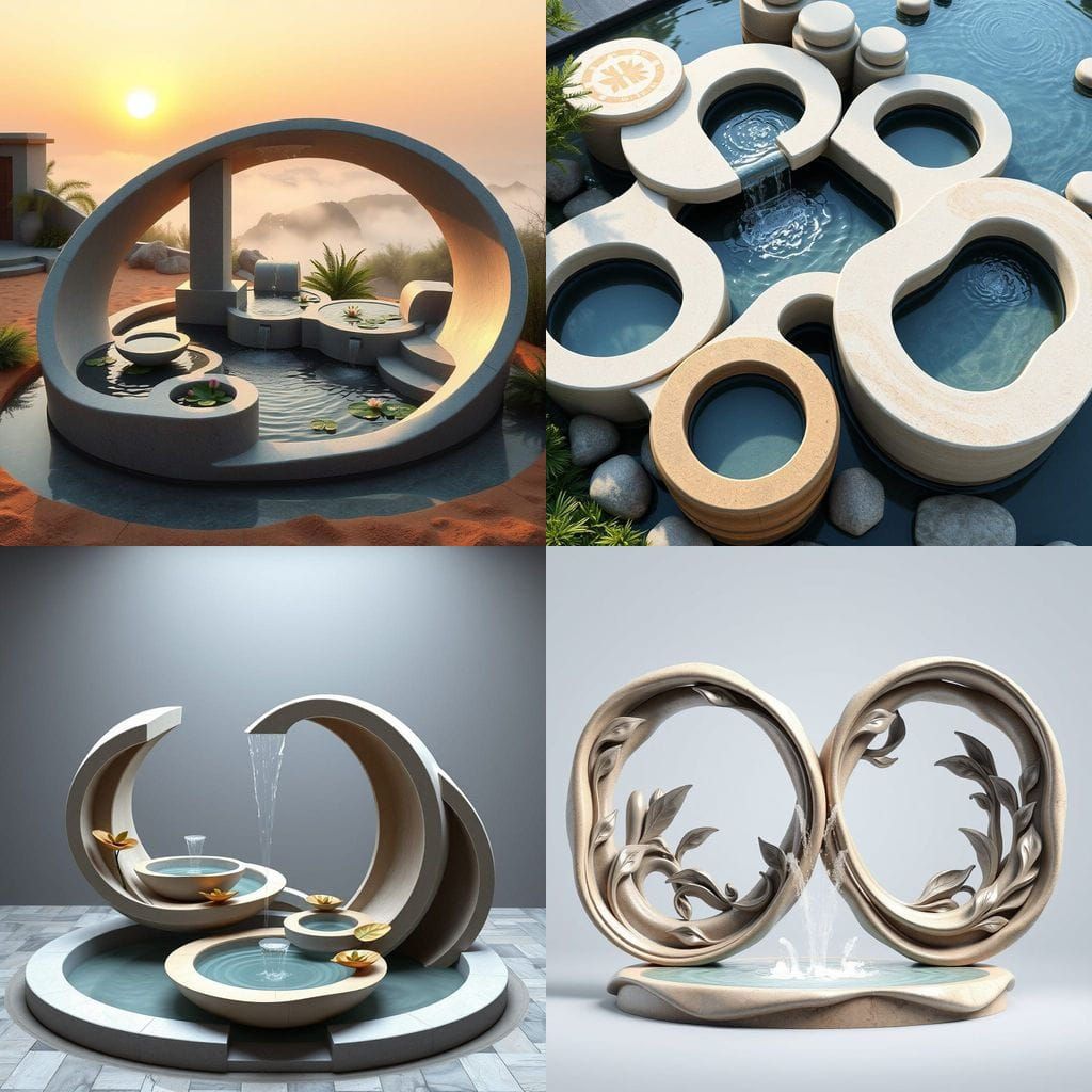 Elegant Infinity Water Fountain Modules in Polished Stone