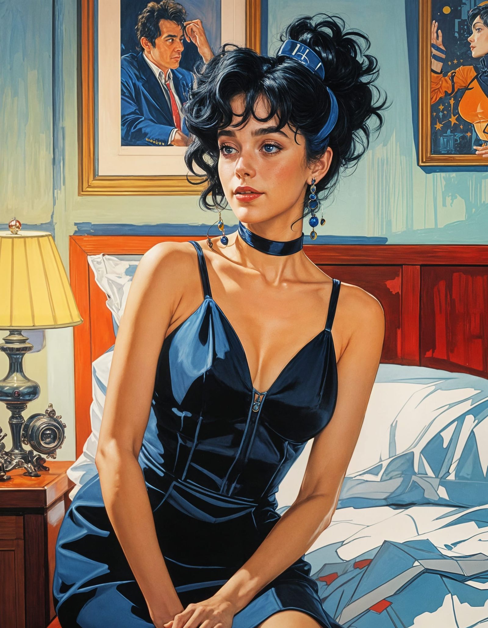 Woman with Galaxy Orb in Gouache Style