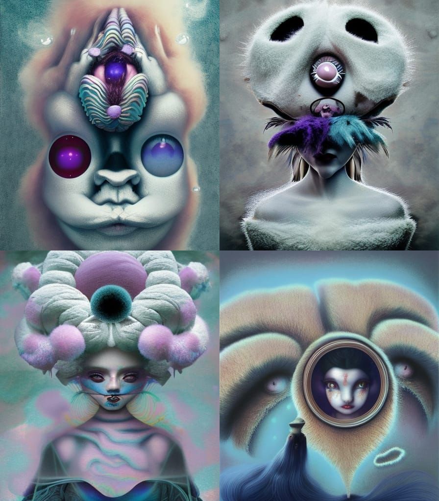 Surreal Witch Doctor with Crystals in Pastel Tones