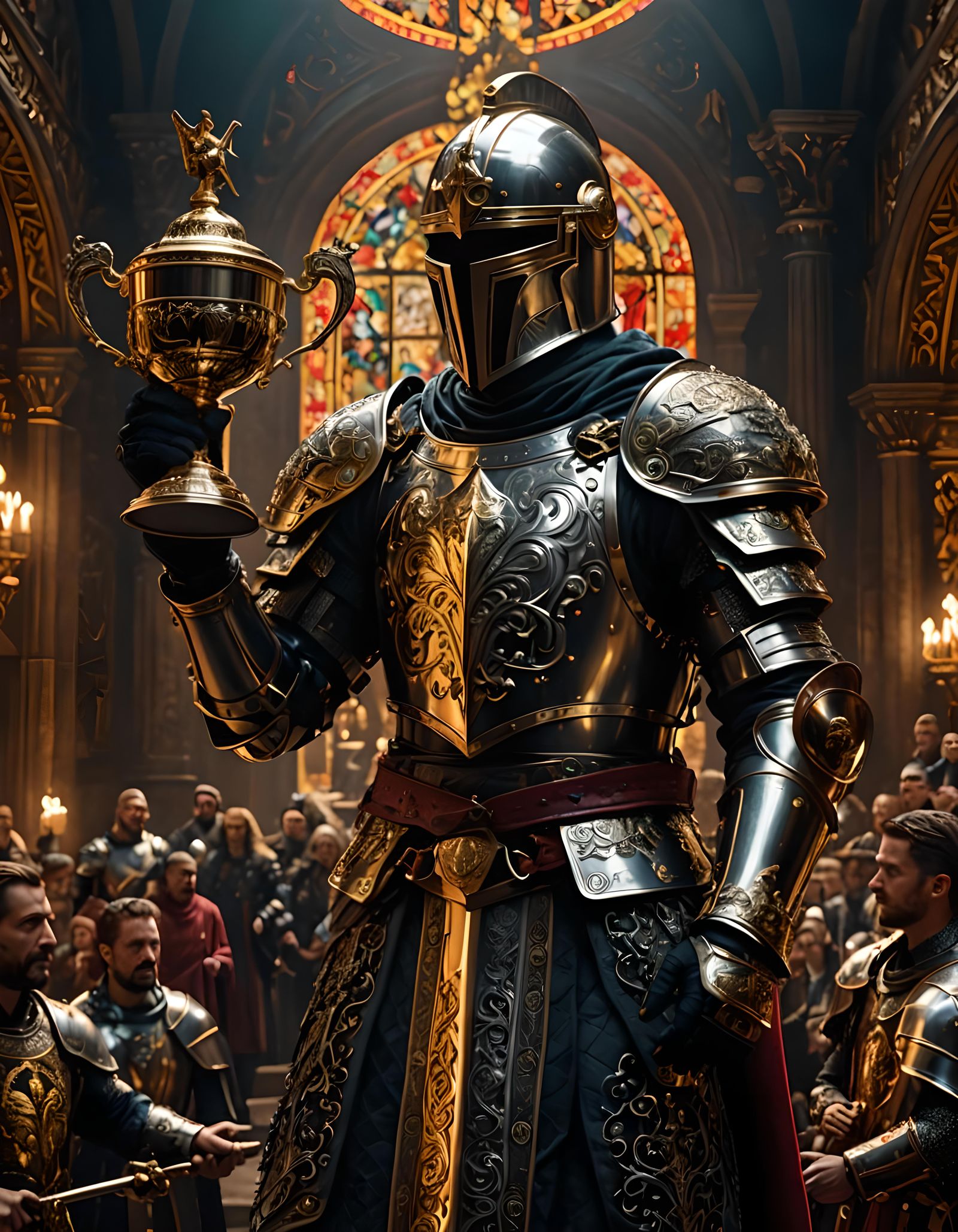 The Holy Knight Raises the Cup in 3D HDR