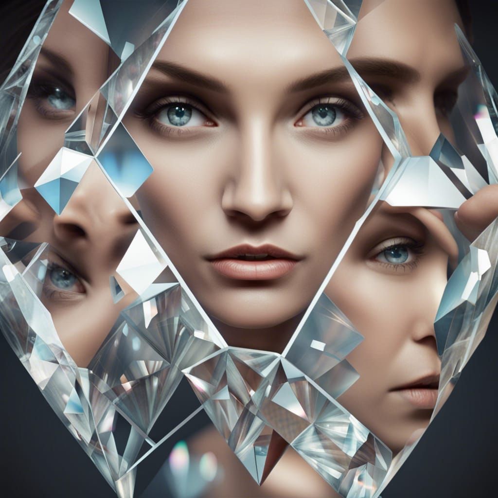 Diamond Reflections: Faces in a Crystalline Gem