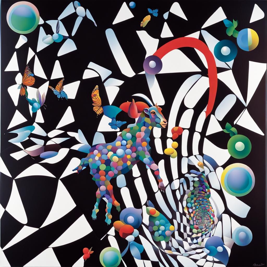 Geometric Goat Jigsaw Puzzle in Photorealistic Style