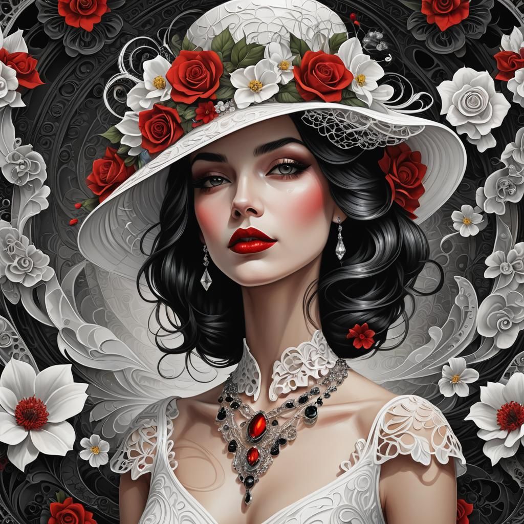 Gothic Abstract: Woman with Hat in Art Deco Style