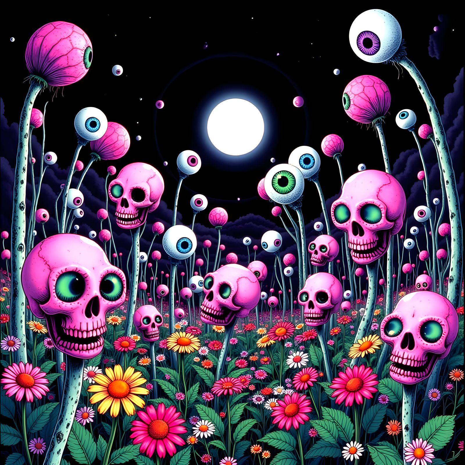 Psychedelic Eye Garden Home of Singing Skulls