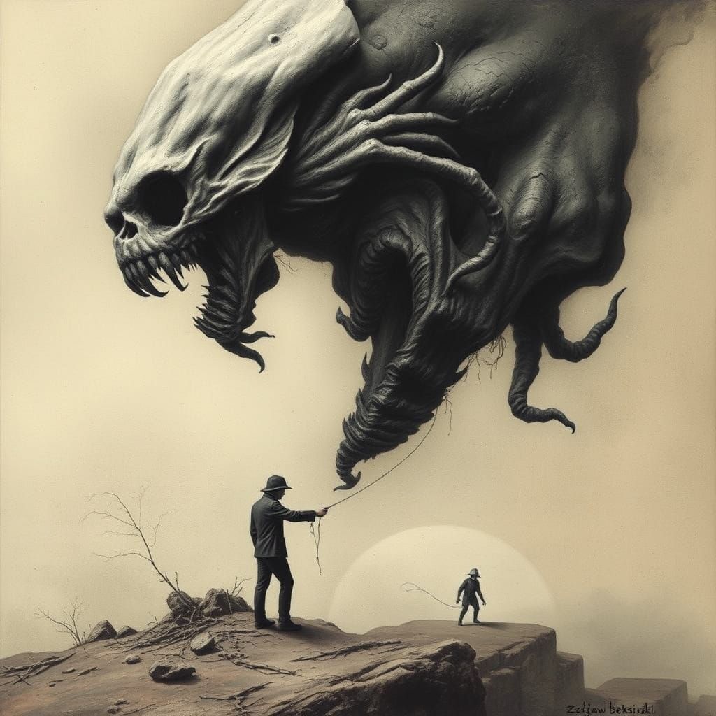 Surrealistic Forms in a Beksiński-Inspired Nightmare