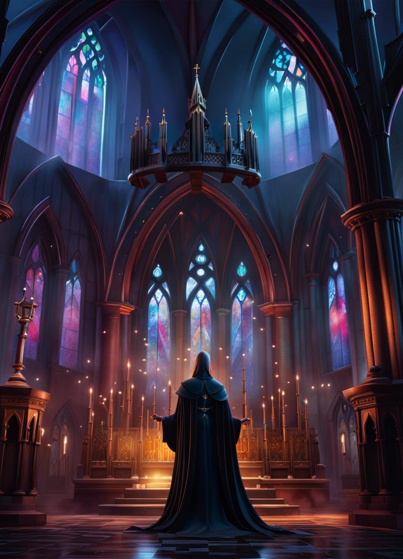 Gothic Church in Stormy Weather, Fantasy Splash Art