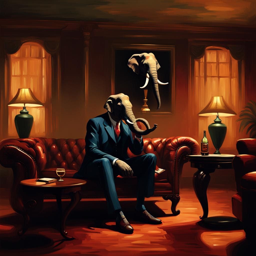 Elephant in man suit