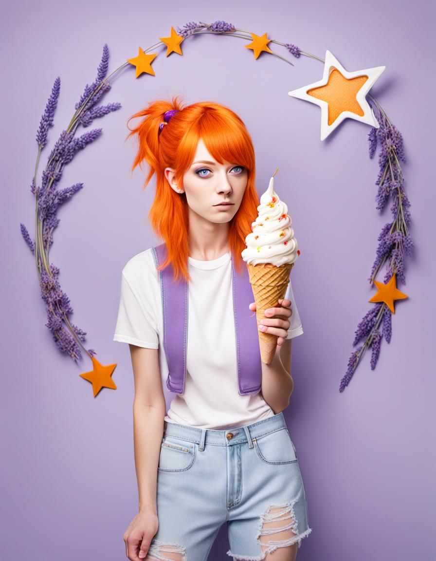 Fairy Teen Mugshot with Ice Cream Cone and Stars