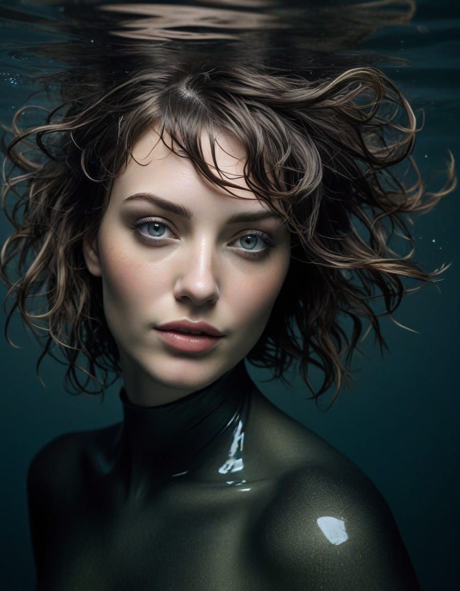 girl, submersed in water