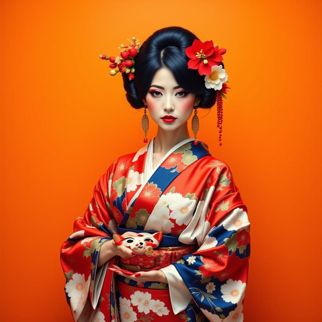 Traditional  Red Kimono