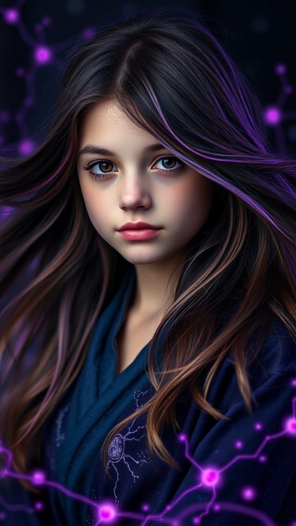 Psychic Girl in Nexus Realm, Expressive Portrait