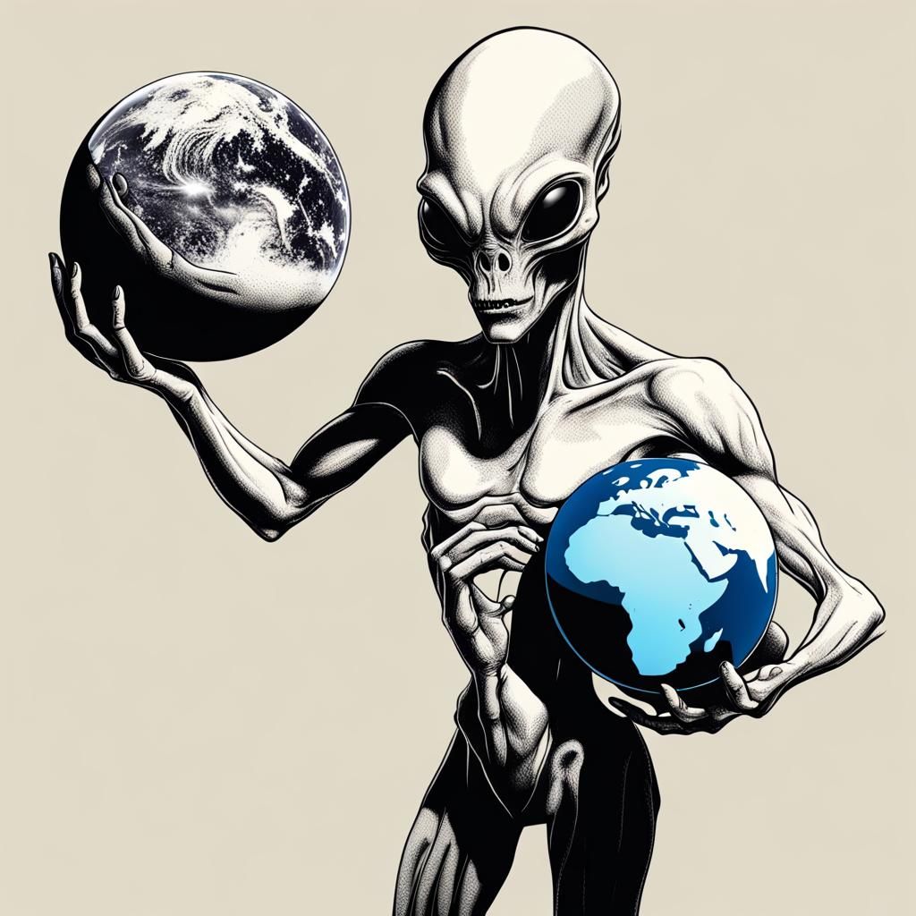Alien Holds Earth in its Hand