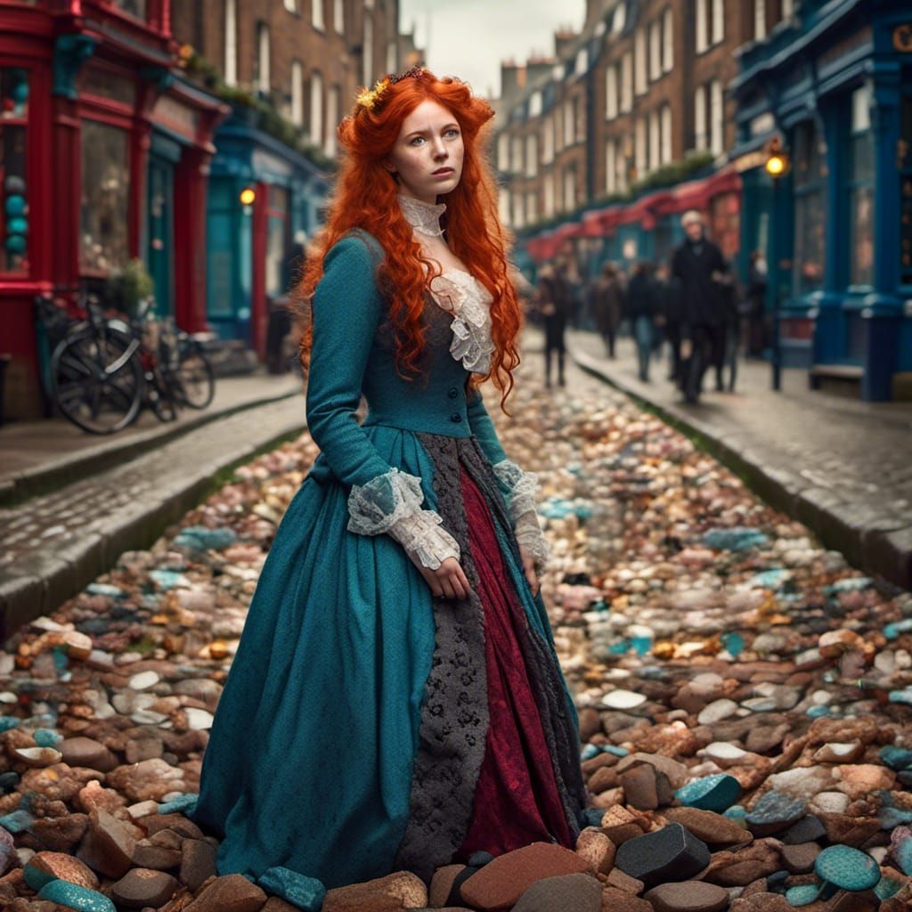 Victorian Woman with Red Hair in London