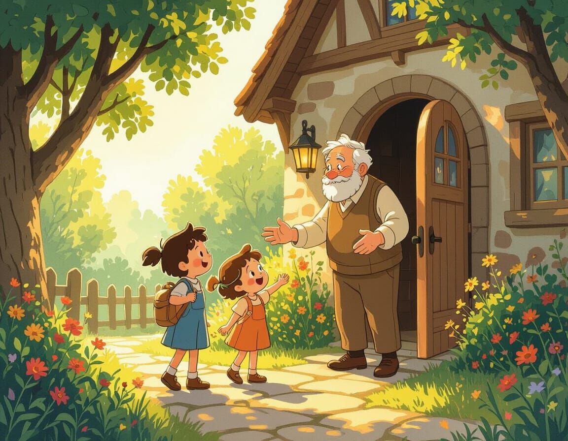 Joyful Reunion: Siblings Arrive at Grandfather's Cottage