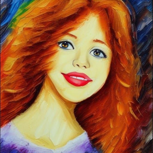 Red-Haired Woman Portrait in Expressionist Oil Paint
