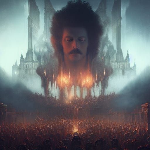 Dark Fantasy Masterpiece in Purple and Yellow