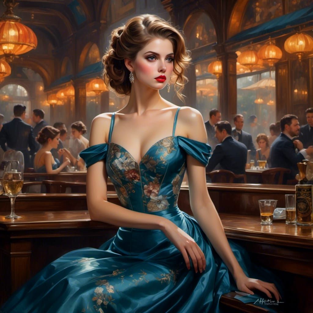 Anna Kendrick as Flamenco Dancer, Art Nouveau Portrait