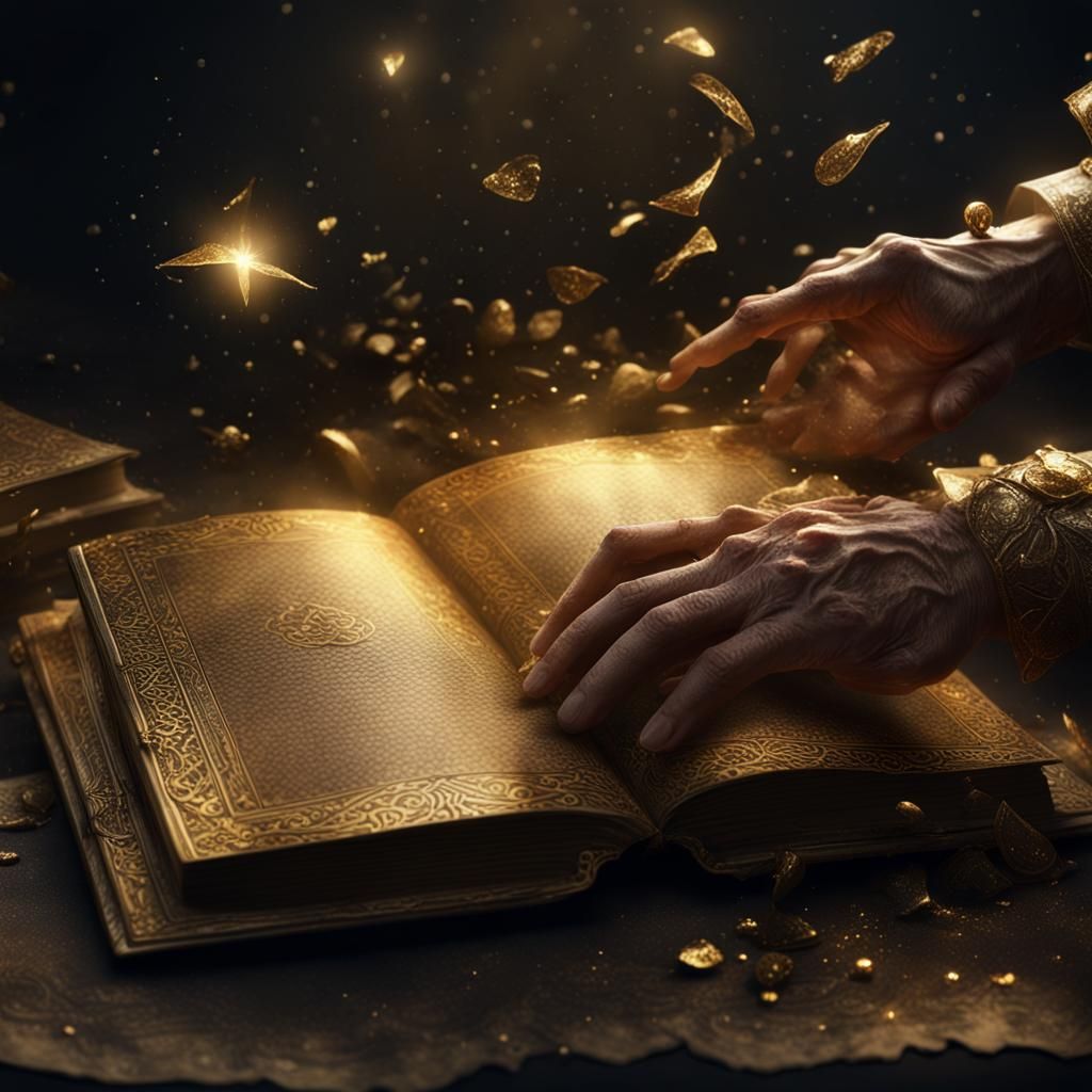 Magic Book Opening in a Dark Fantasy Style