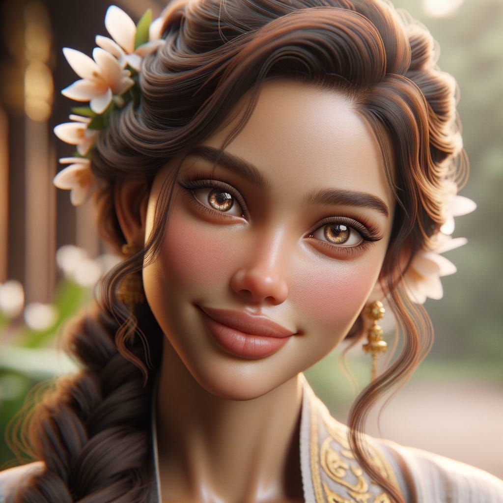 Southeast Asian Goddess in Elegant Thai Attire