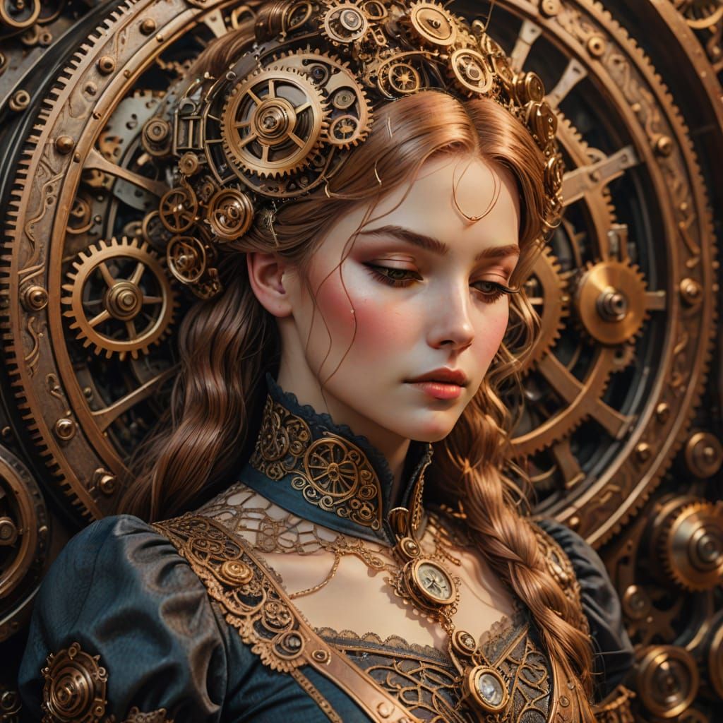 Steampunk Sleeping Beauty in Victorian Dress