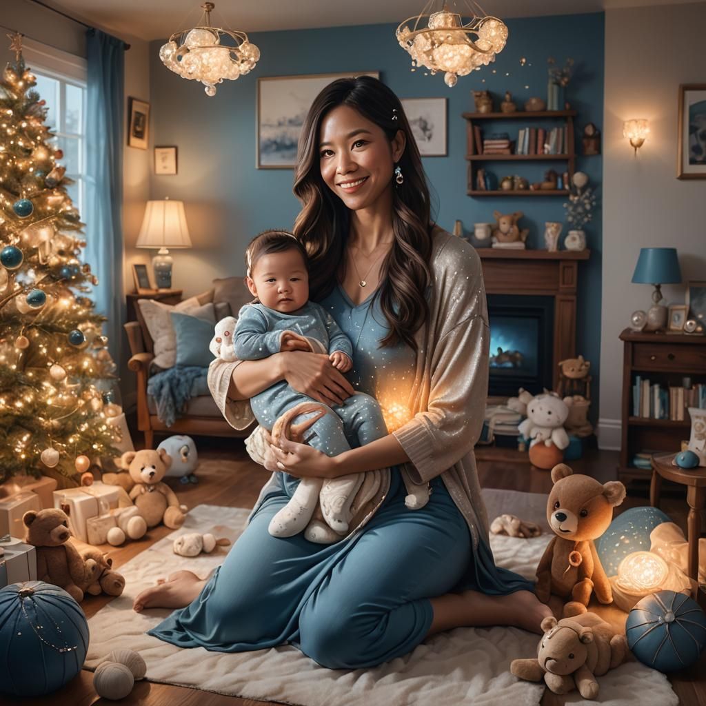 Magical Mother and Child in Cozy Fantasy Art