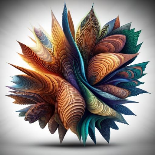 Abstract Fractal Design with Zentangle Elements