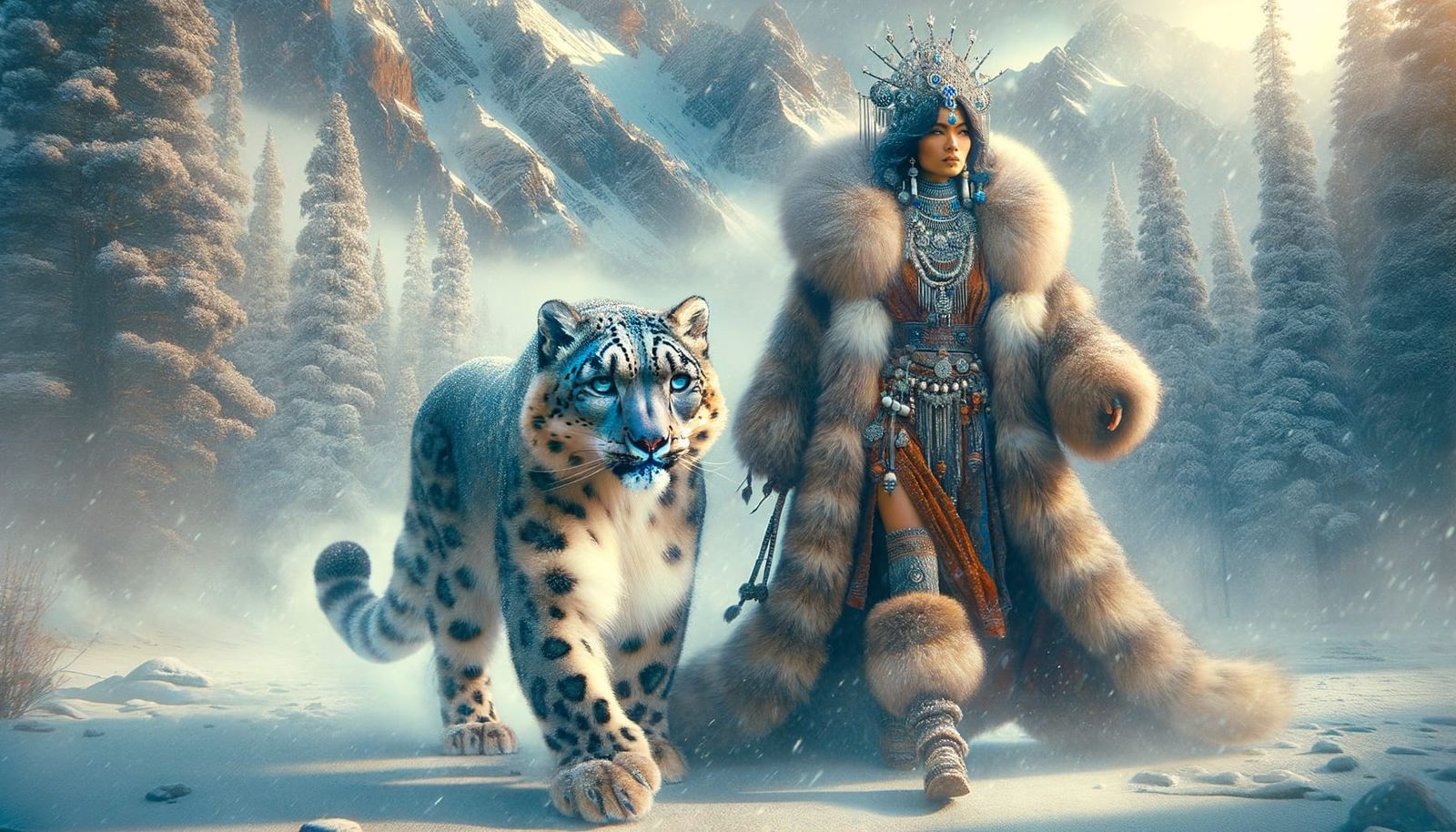 South Asian Warrior Woman Strolls Through Winter Wonderland ...