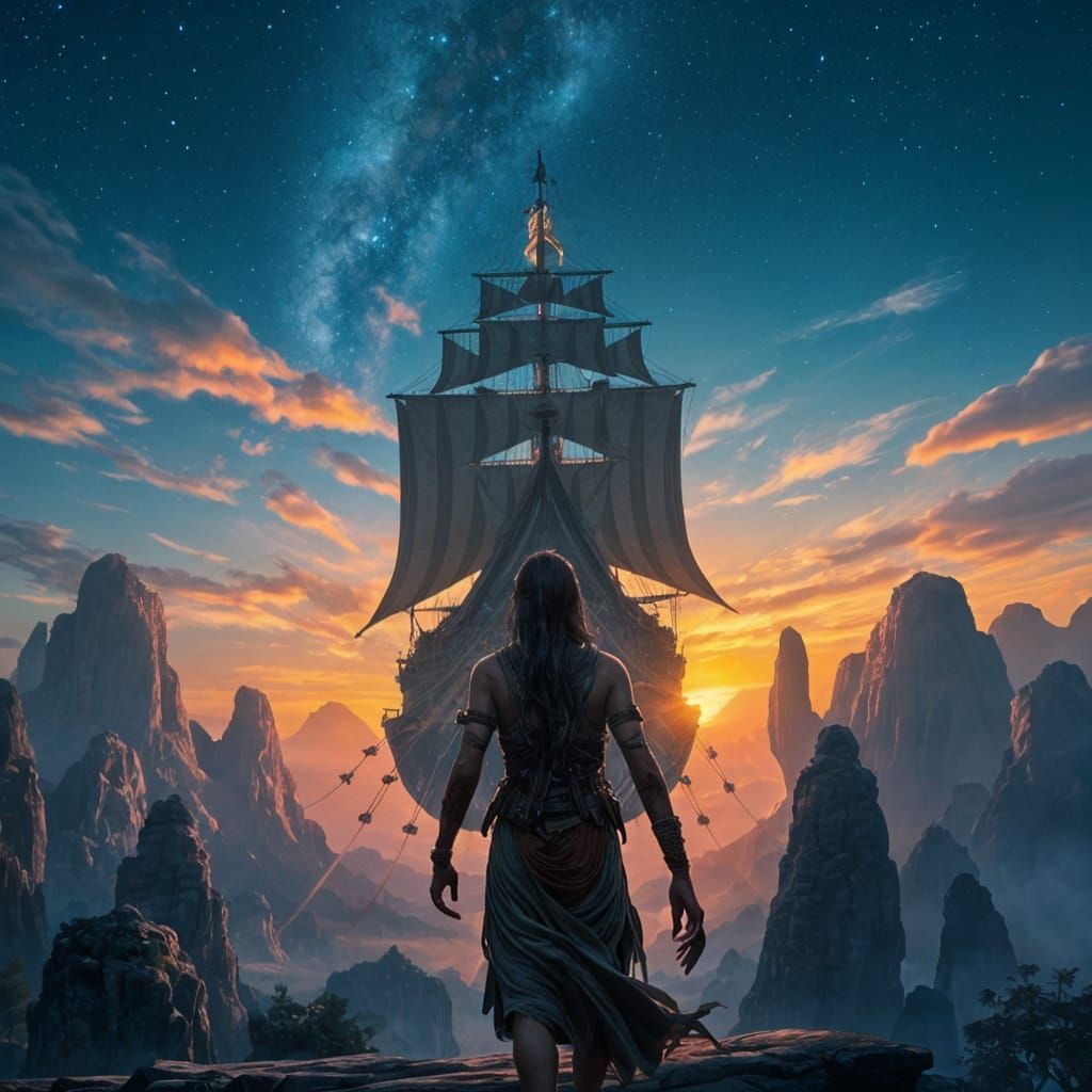 Pandora Navi Approaching Warship at Night