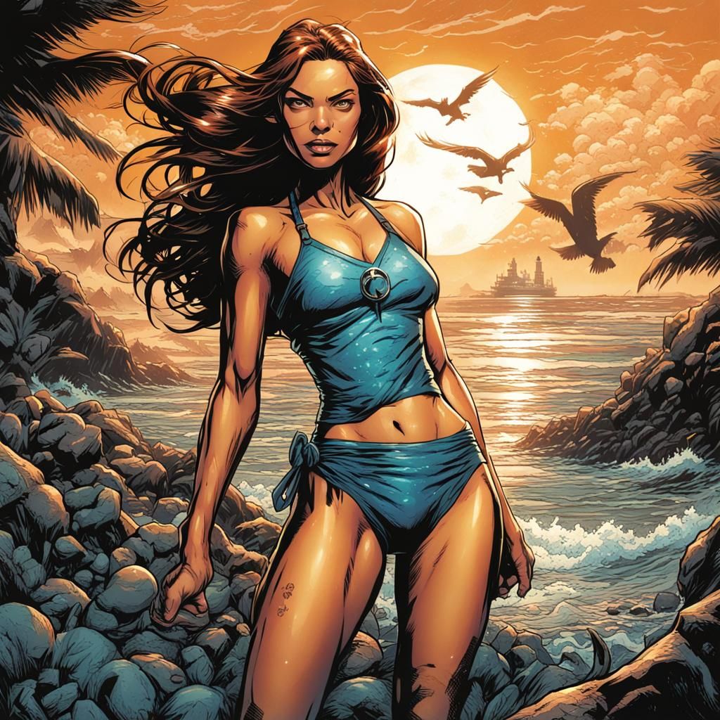 Bikini Girl in Comic Book Art Style