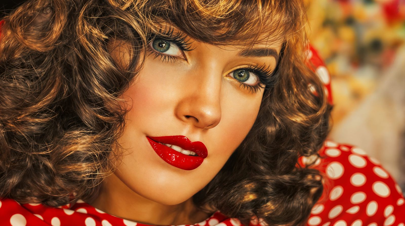 Glamorous Polka Dot Beauty in Retro Art Style