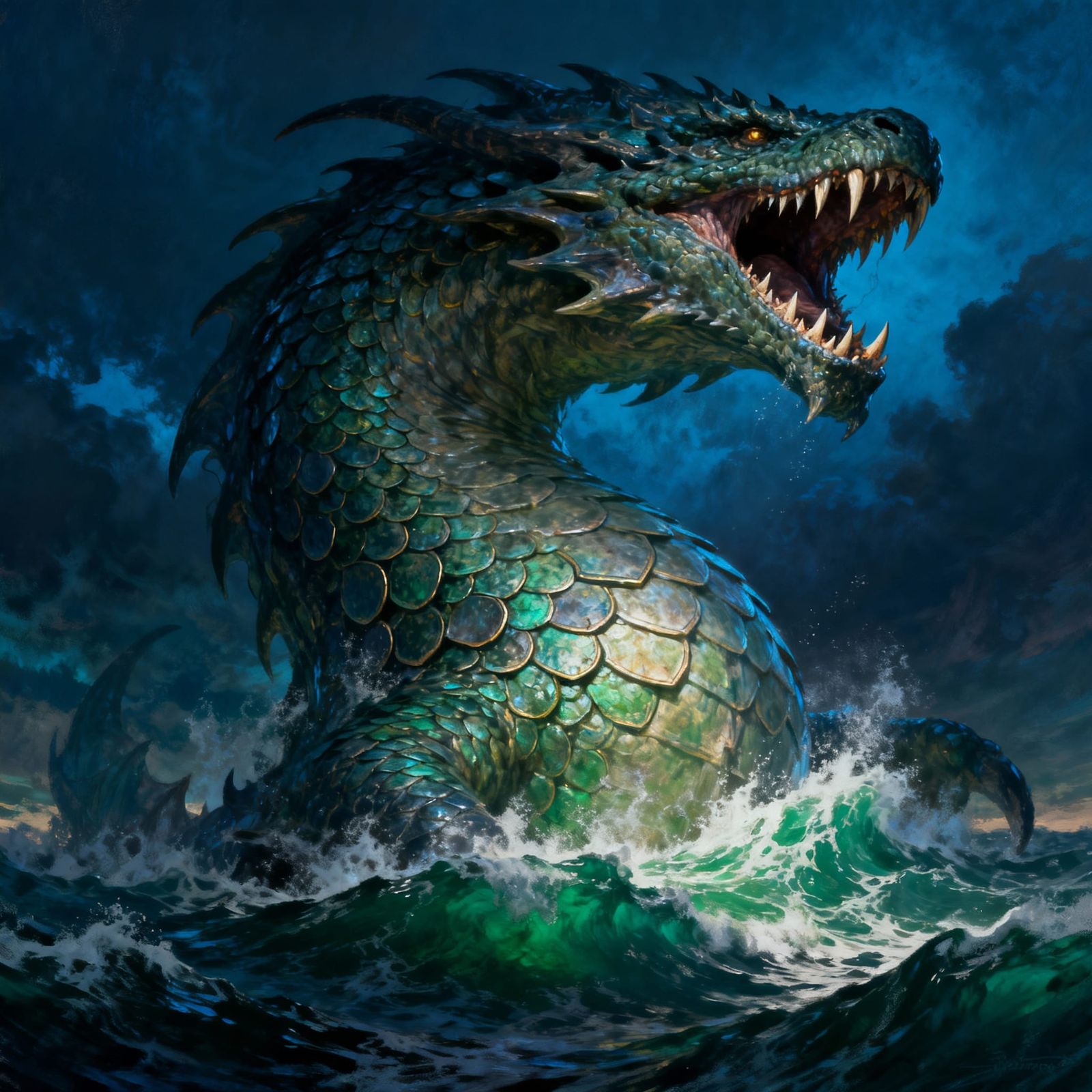 Leviathan Sea Monster Rises in Epic Fantasy Art