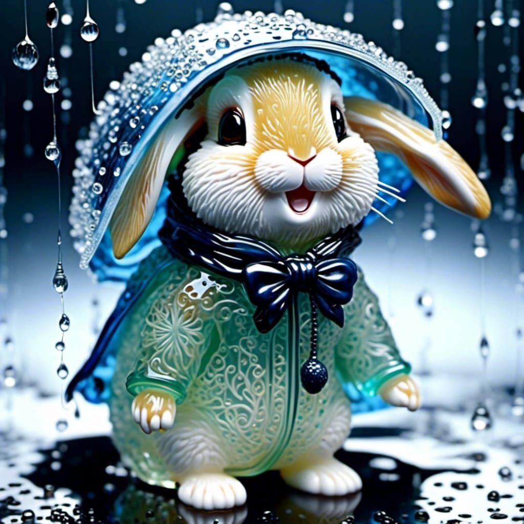 Glass Rabbit Sculpture in Futuristic Style