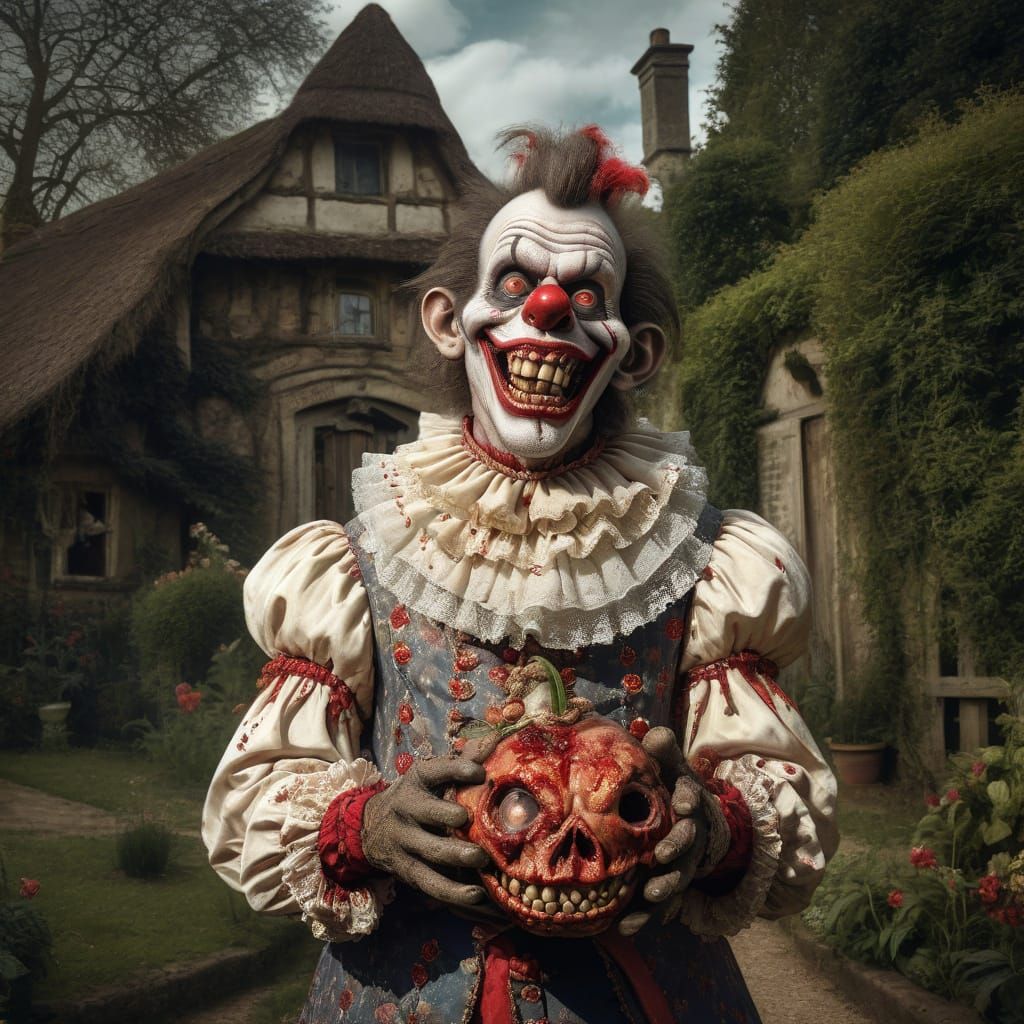 Baroque Zombie Monkey Clown in Cannabis Garden