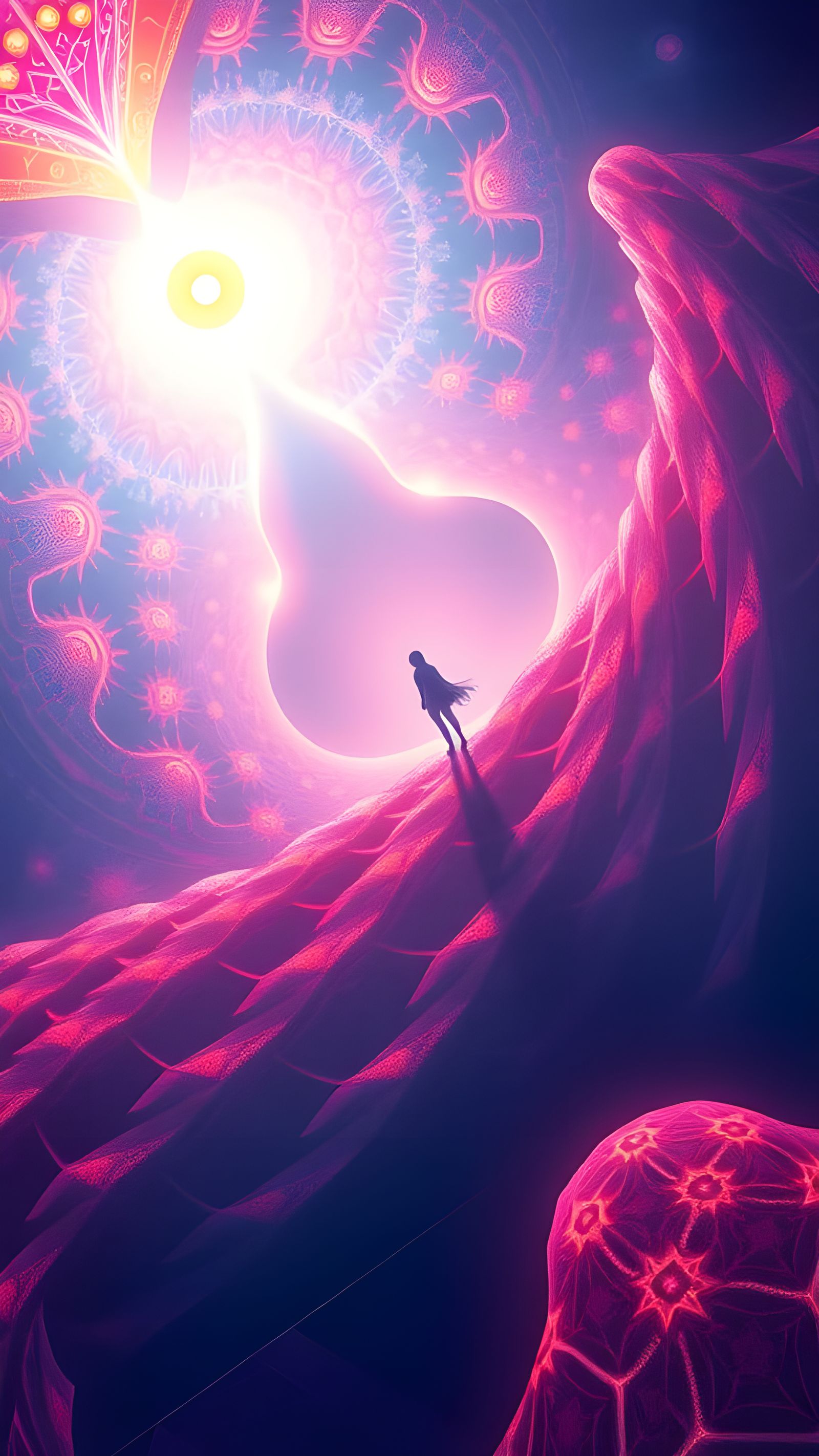 Kaleidoscopic Hyperdimensional Fractals in Neon Rainbow Colo...