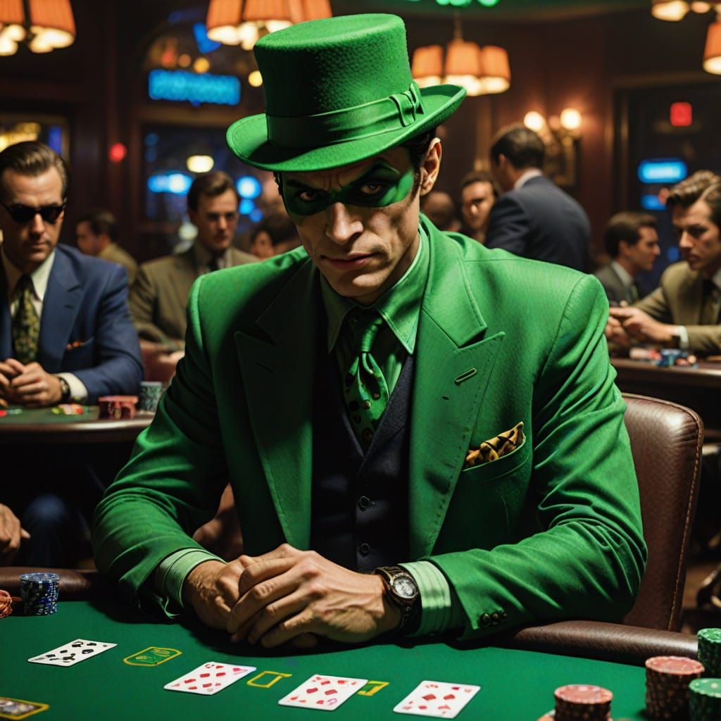 DC Comic Villain Riddler Plays Poker with Batman and Robin i...